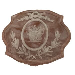 VTG Incolay Stone Jewelry Trinket Keepsake Box Cameo Relief Women Carved Dancing